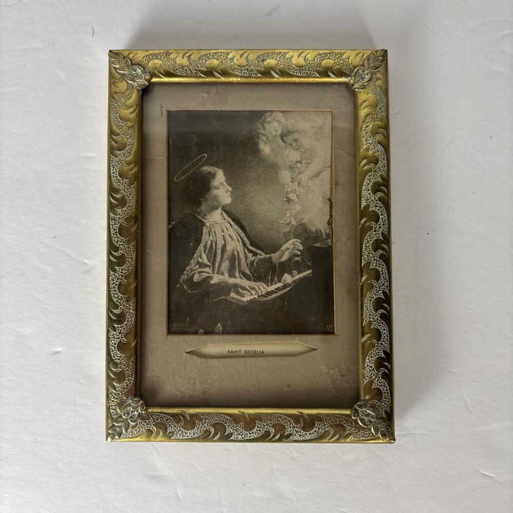 Saint Cecelia Gustav Naujok Antique Framed Print Patron Saint of Musicians Poets